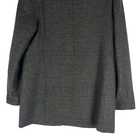 Express Suede Collar Wool Plaid Blazer Jacket Suede Gray Brown Size L - Picture 8 of 11